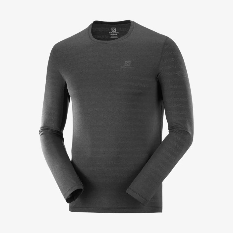 Camiseta Salomon Outline Long Sleeve Masculino Pretas | PT M17805